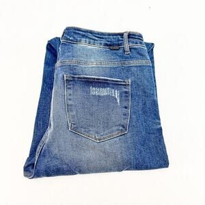 Risen Stretch Wide Leg Denim Jeans Raw Hem Distressed Throughout Size 2X